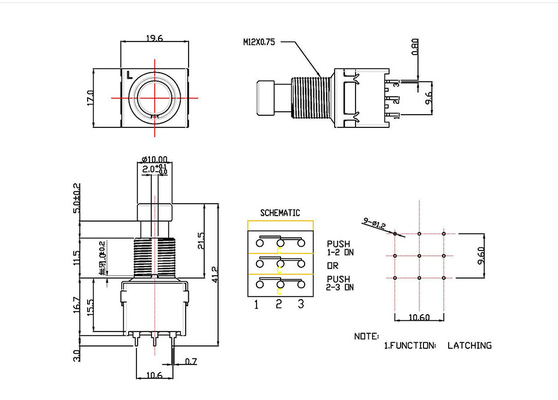 17mm 12mm przełącznik nożny gitary 2A 250VAC Guitar Pcb Rotary